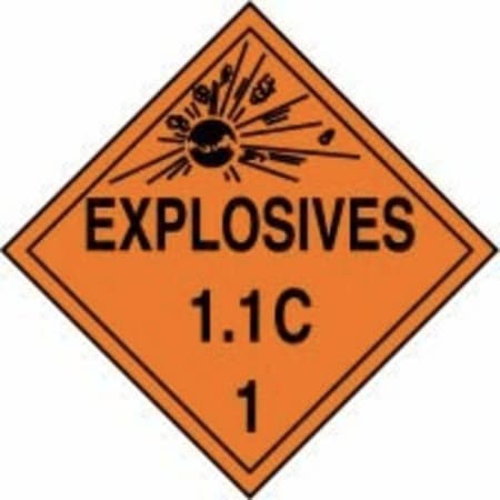 Accuform DOT PLACARD HAZARD CLASS 1  MPL13CT100 MPL13CT100